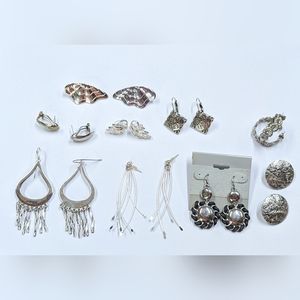 9 Pairs Silver Vibes Earrings Bundle